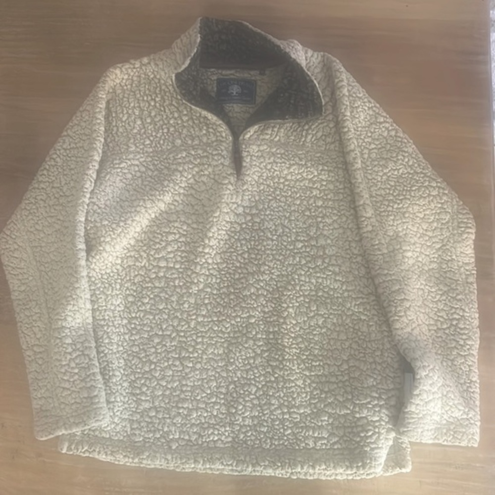 Live Oak Brand Sherpa Fleece Quarter‎ Zip Pullover Cream Medium Looped Pile